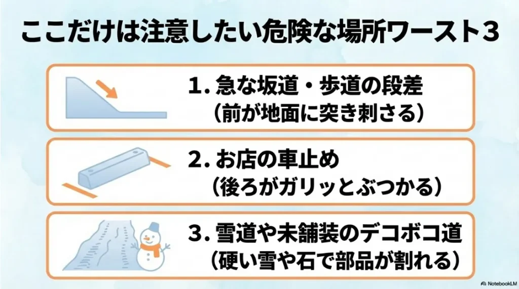 エアロパーツを擦りやすい危険な場所ワースト3（坂道・車止め・雪道）のまとめ