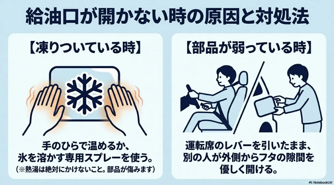 シエンタの給油口が開かない時の原因と対処法（凍結時や部品劣化時）