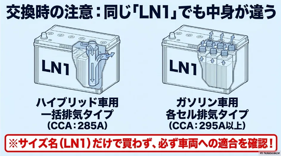 10系シエンタのハイブリッド車用LN1とガソリン車用LN1の排気方式とCCAの違い