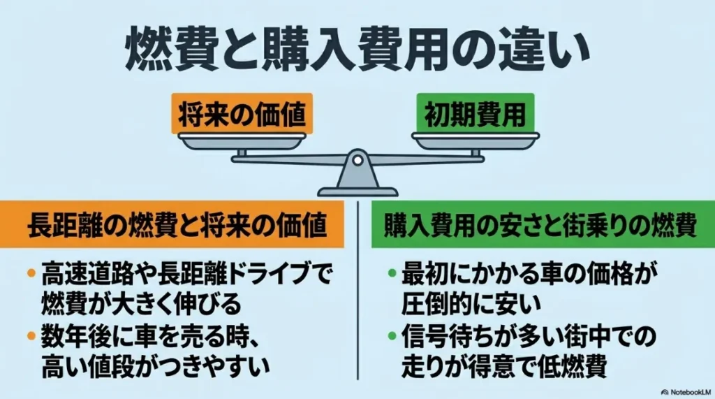 燃費と購入費用の違い。長距離の燃費と将来の価値が高いシエンタと、購入費用が安く街乗りの燃費が得意なライズの比較。