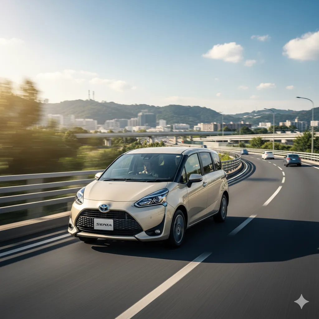 高速道路の合流車線からスムーズに加速し、本線に合流する新型シエンタ