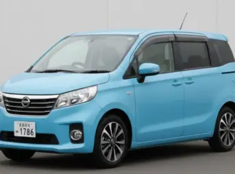 青空の下、駐車場に停められた日本のコンパクトカー。カーリースを賢く利用するための選択肢が示唆されている。