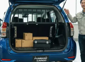 シエンタ（170系）の後部荷室に荷物が積まれ、4ナンバー（貨物車）化をイメージさせる画像。