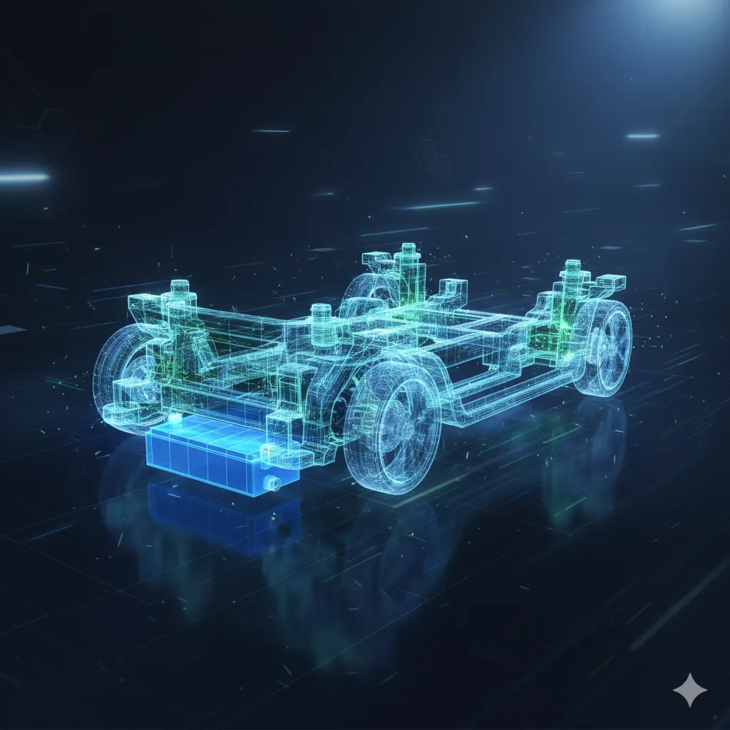 低重心と高剛性をイメージさせる新型シエンタのTNGAプラットフォーム（車体骨格）の抽象的なCG