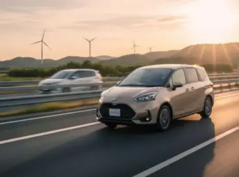新型シエンタが晴れた日の高速道路を快適に走行している様子
