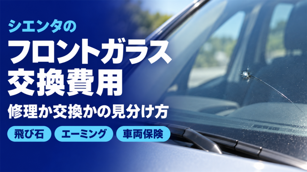 飛び石でヒビが入ったフロントガラスを写したバナー