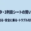 シエンタ3列目シートの賢い使い方のタイトルスライド。快適に座る・安全に乗る・トラブルを解決するためのガイド 。