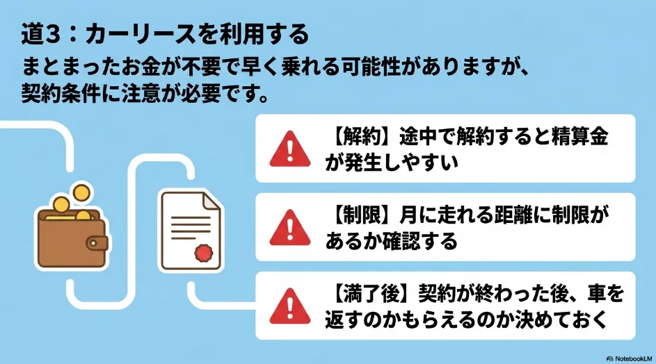 シエンタをカーリースで利用するときの中途解約、走行距離、契約満了時の注意点