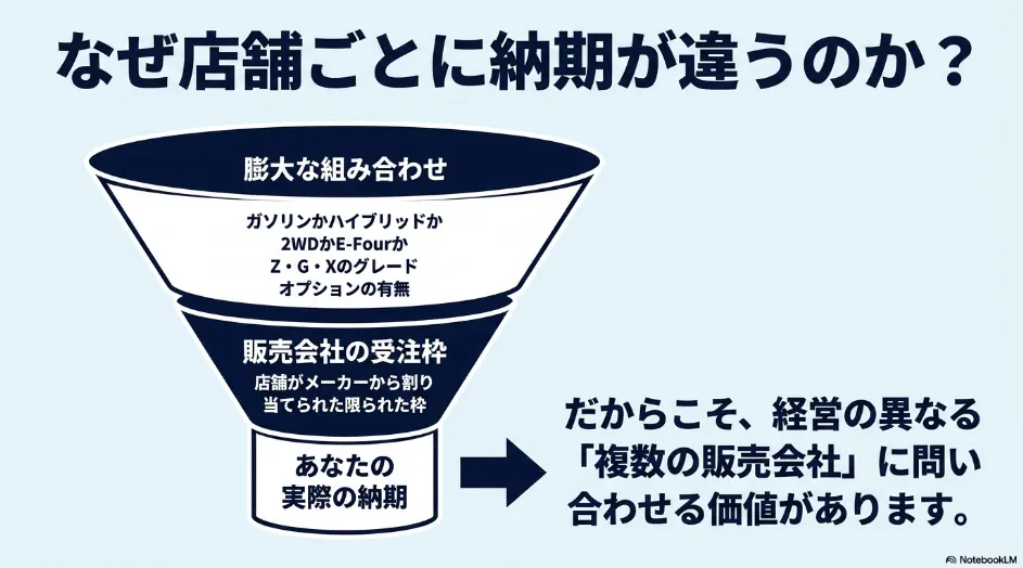 シエンタの納期が車両仕様や販売会社の受注枠によって異なる仕組み