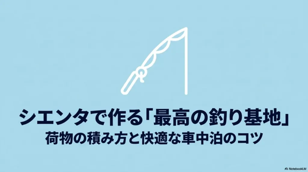 シエンタで作る最高の釣り基地、荷物の積み方と快適な車中泊のコツを紹介するタイトルスライド