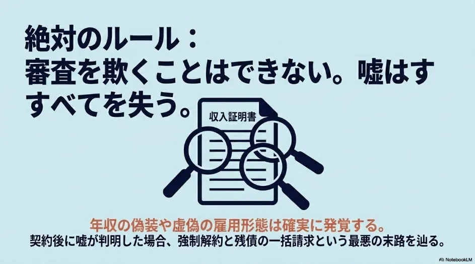 審査を欺くことはできない強制解約や一括請求の絶対ルール