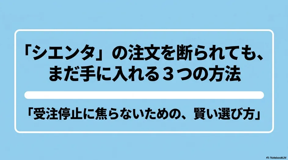 シエンタの注文を断られても手に入れる3つの方法を紹介するスライド