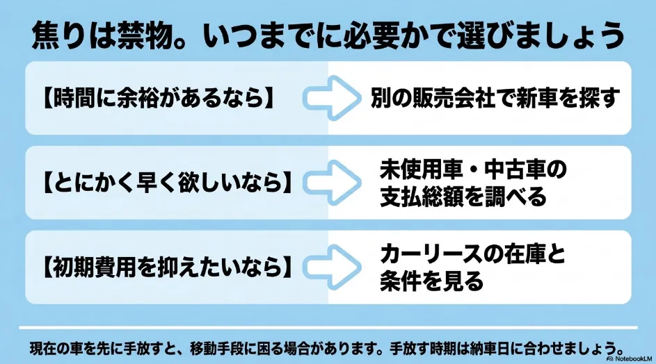 シエンタの調達方法を納車時期と初期費用の優先順位で選ぶ判断基準