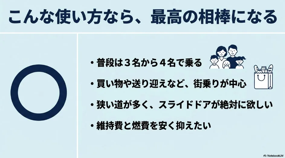 シエンタが向いている3人から4人家族と街乗り中心の使い方