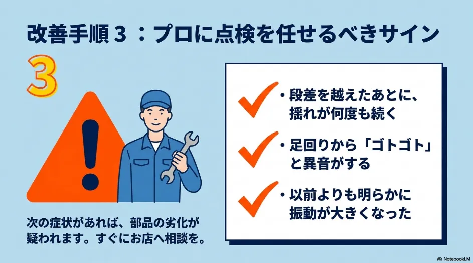 シエンタの段差後の揺れ・足回りの異音・振動増加など整備工場での点検が必要なサイン