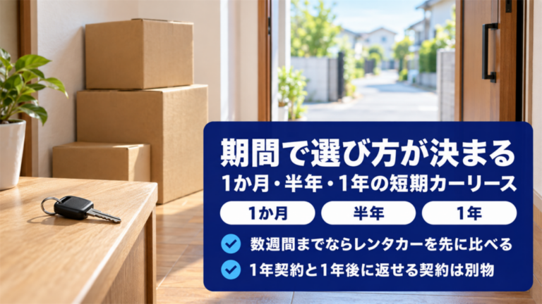 短期カーリースは1ヶ月や1年でも借りられる？期間別の選び方