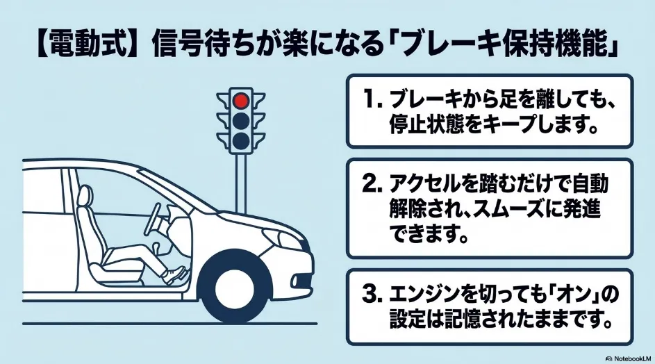 シエンタのブレーキホールドで停車状態を保持しアクセル操作で解除して発進する仕組み