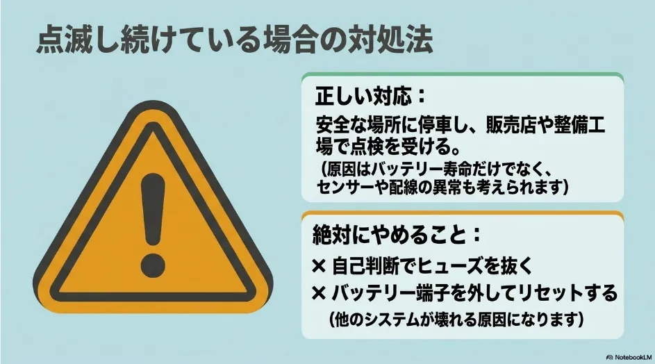 シエンタのA OFF表示灯が点滅し続ける場合に販売店や整備工場で点検を受ける正しい対処法