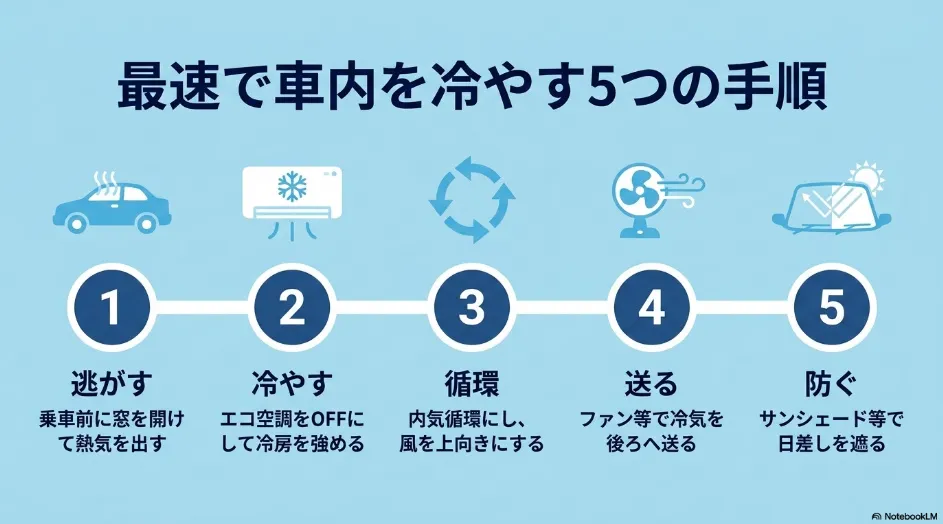 シエンタの車内を効率よく冷やす5つの手順
