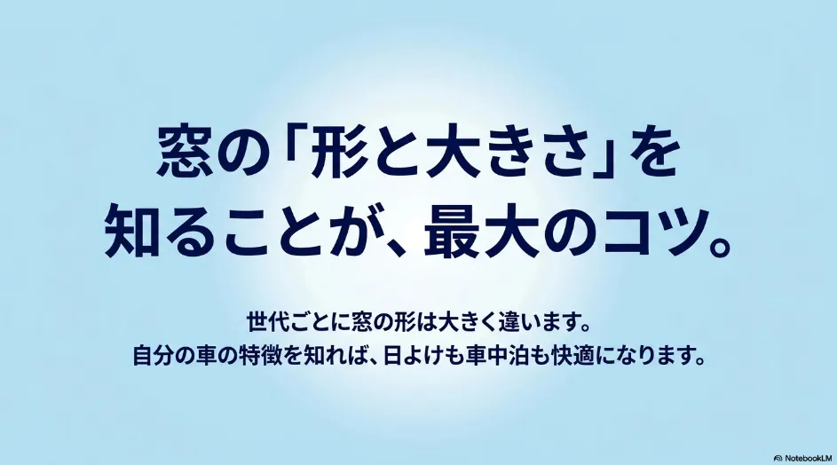シエンタのサンシェードや目隠し選びでは窓の形と大きさの確認が重要