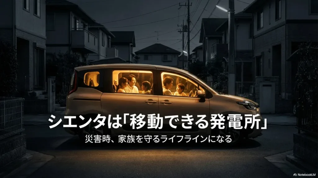 「移動できる発電所」として災害時に家族を守るライフラインになるトヨタ・シエンタのイメージ