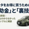 2025年最新版、トヨタ・シエンタを補助金と裏技でお得に購入するための解説資料表紙。