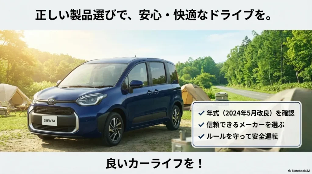 2024年5月改良モデルの確認、信頼できるメーカーの選択、ルールを守った安全運転のまとめ。
