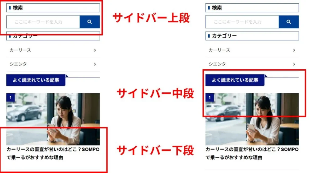 サイドバーの掲載イメージ