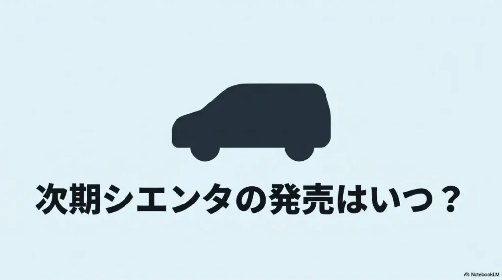 結論としてシエンタのフルモデルチェンジは2029年頃と予想。現行モデルが買い時であることを示すまとめ画像。