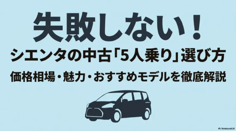 シエンタの中古で5人乗りを選ぶ際の価格相場と失敗しない選び方