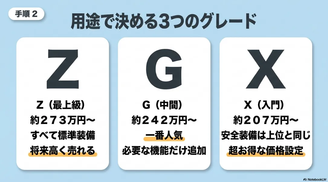 用途で決めるシエンタの3つのグレードZ・G・Xの特徴