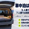 バックドアを開けて荷室にマットと寝具を敷いたミニバン